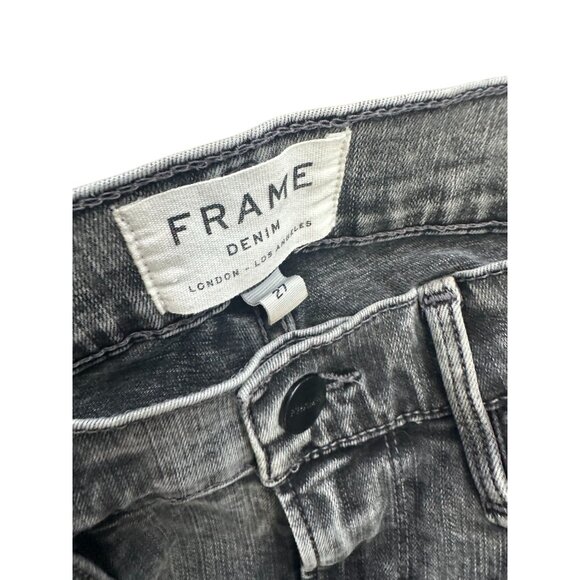 FRAME Black Gray Wash Le Skinny de Jeanne Frayed Ankle  Jeans Size 27 - Picture 6 of 8